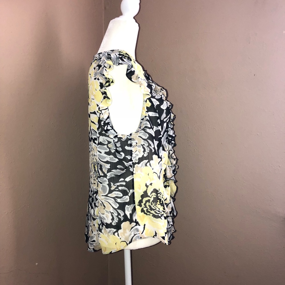 HUDSON STUDIO Floral Ruffle Front Button Top Sz L - Picture 2 of 8